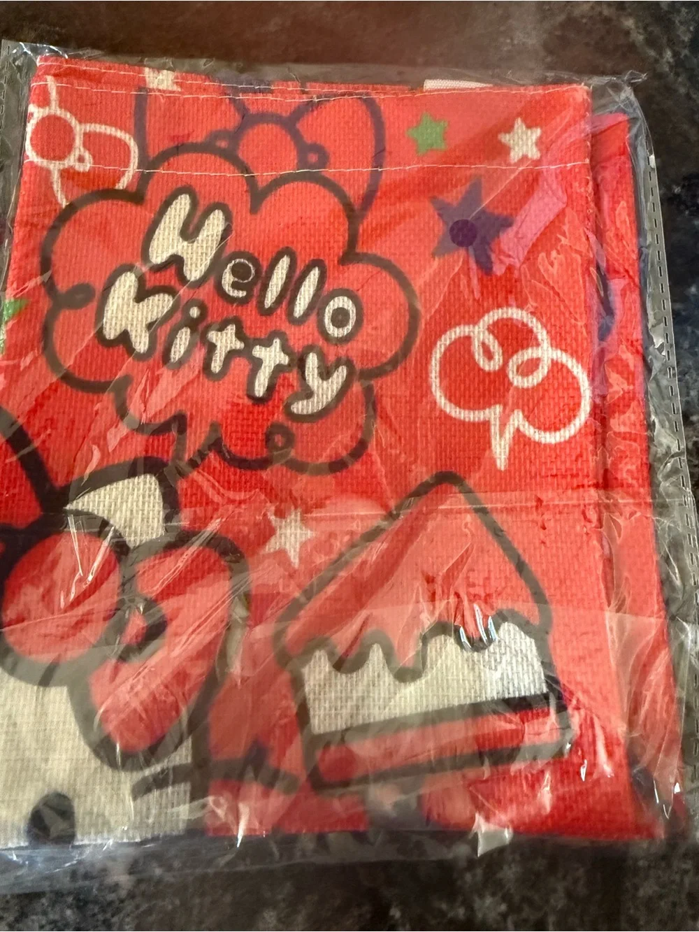 Hello Kitty Red Graphic Party Tote Bag with White Handles